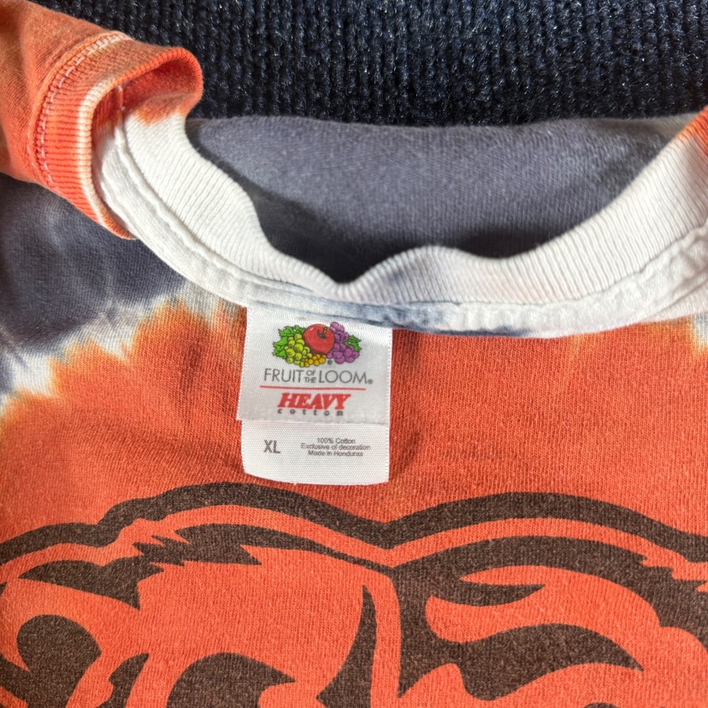 Chicago Bears Fruit of the Loom Tie Dye Long Sleeve Shirt Mens XL Orange Blue - Picture 2 of 5